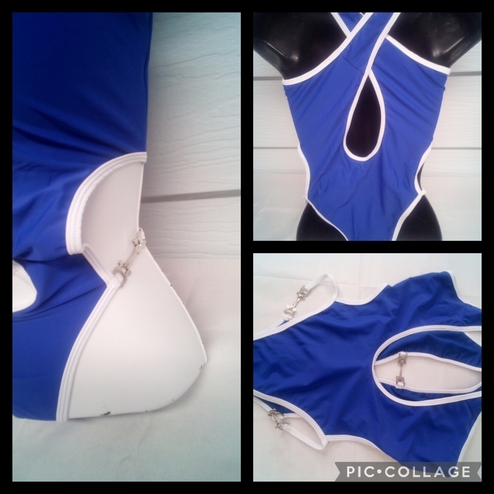Blue one piece swimsuit - Picture 8 of 10